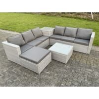 7 Seater Wicker light Grey Rattan Garden Corner Furniture Sofa Sets Outdoor Patio Furniture Coffee Table