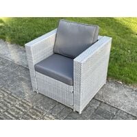 Light Grey Rattan Single Chair Patio Outdoor Garden Furniture With Thick Seat And Back Cushion