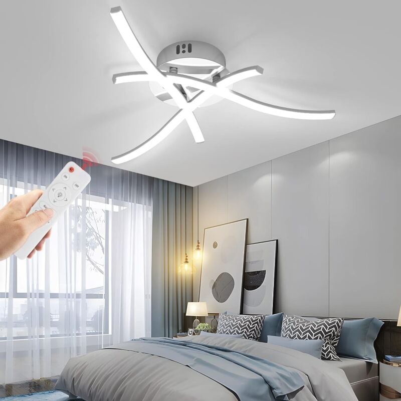 Luz de techo LED regulable, lámpara de araña LED moderna con función de memoria y control remoto para sala de estar, baño, pasillo, dormitorio, balcón, 3000K-6000K, 3 luces [Clase de eficiencia energética A+]