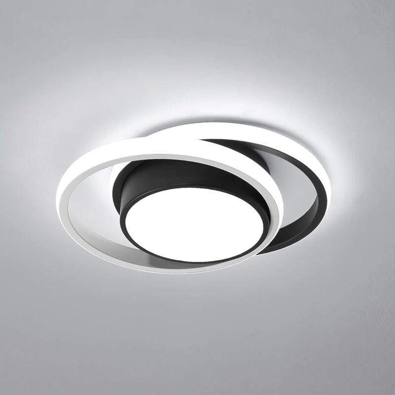 Luz de techo LED redonda, lámpara de techo moderna de 32 W 2350 lm, luz de techo LED para interiores para pasillo, cocina, escalera, luz blanca fría, 6500 K de diámetro, 27 cm [Clase de eficiencia energética E]