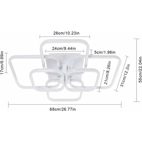 Lámpara LED Techo Negra, 75W 5250LM Lámpara de Techo Araña de Acrílico  Cuadrada Moderna, 6500K Luz Blanca Fría Sala de Estar Plafón para  Dormitorio, S