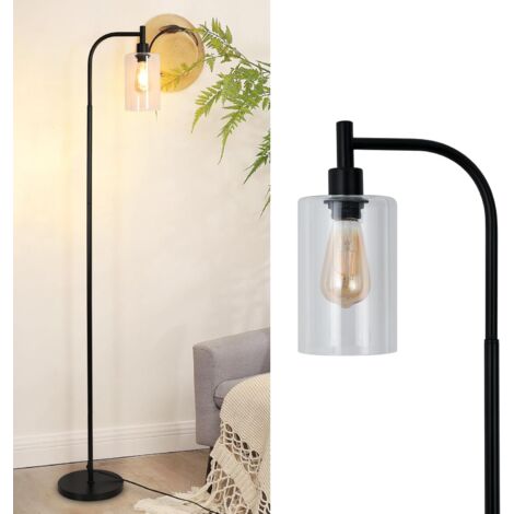 Relaxdays Lámpara de pie con perchero, Ocho ganchos, Diseño moderno, E27,  Metal, 180 x 33 cm