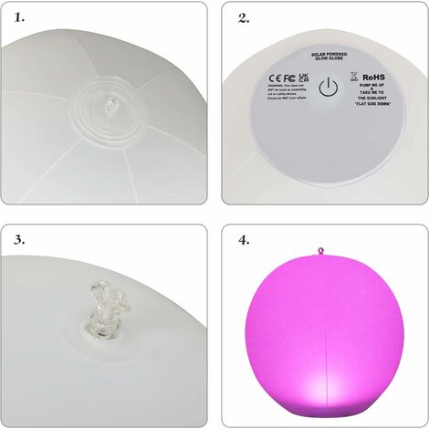 Luz solar flotante, globo solar LED impermeable IP67, luz de bola de 34 cm, 4 modos, lámpara de noche LED que cambia de color al aire libre, decoración de fiesta para piscina, playa, jardín, césped (2