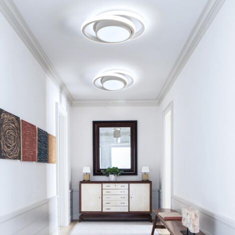 COMELY Conjunto de 2 Lámparas de Techo LED Blancas, Moderna Plafonera 32W, Plafón Redondo para Cocina Dormitorio Pasillo Oficina Sala, Longitud 27cm (Luz Blanca 6500K)