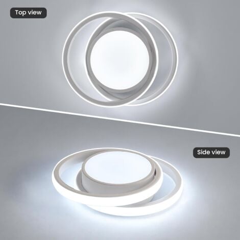 COMELY Conjunto de 2 Lámparas de Techo LED Blancas, Moderna Plafonera 32W, Plafón Redondo para Cocina Dormitorio Pasillo Oficina Sala, Longitud 27cm (Luz Blanca 6500K)