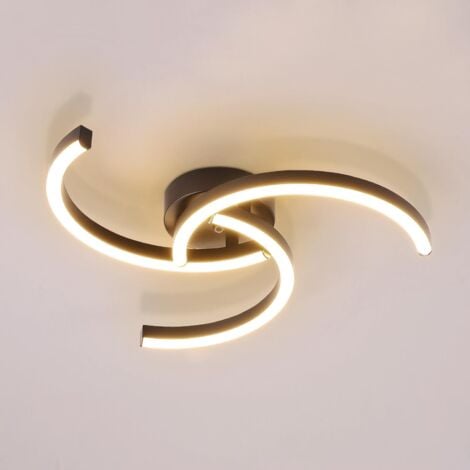 COMELY Plafón LED Moderno, Luminaria 24W 52cm, Diseño Helicoidal Lámpara de Techo para Salón Dormitorio Cocina - Negro - Luz Cálida 3000K
