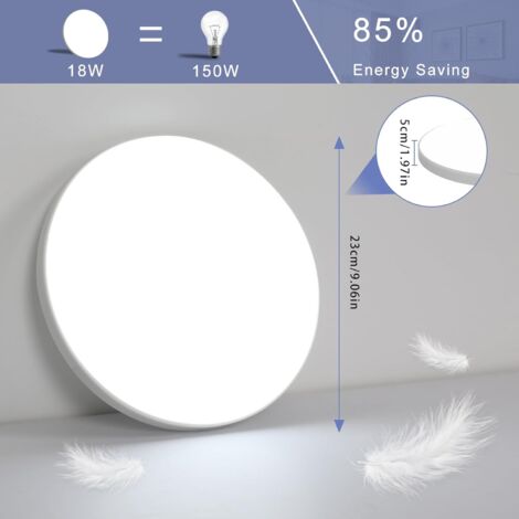 Plafón LED De Techo 18W 4000K - Luz Blanca Natural 1600 Lúmenes Para Cocina, Baño O Dormitorio, IP40
