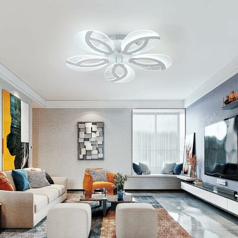 Luz de techo LED, lámpara de techo de 60 W 5400 LM en forma de flor de 5 brazos, lámpara de techo LED moderna de 6000 K blanca esía para sala de exposición, sala de estar y dormitorio