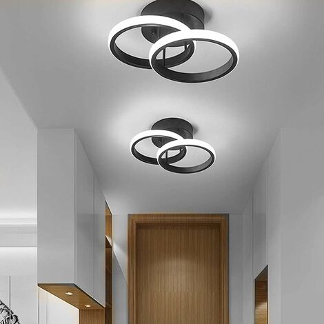 Lámparas LED Cuadrado pequeño Moda nórdica Lámpara de techo negra para  iluminación de pasillo Lámpara de techo Cocina Sala de estar Luz blanca  esía Luz cálida 20W 24CM (Luz blanca esía)