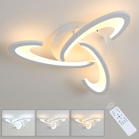 COMELY Moderne dimmbare LED-Deckenleuchte, 30W mit Fernbedienung, 3000K-6500K, 3 Acryl-Köpfe, LED-Deckenleuchte für Schlafzimmer, Wohnzimmer, Eingangsbereich