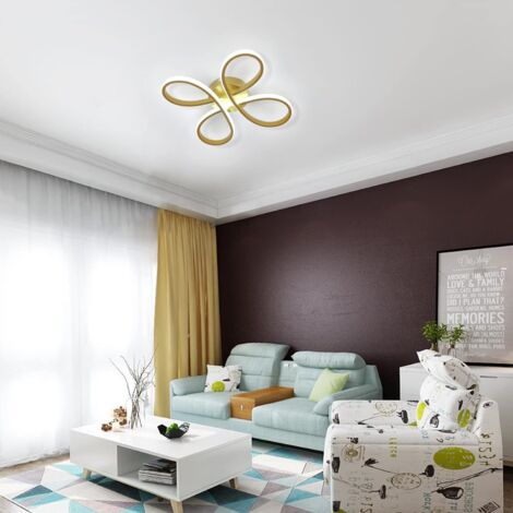 COMELY Moderne LED Deckenleuchte, 30W Deckenlampe mit floralem Design, LED-Deckenleuchte für Schlafzimmer, Wohnzimmer, Esszimmer, Küche - Gold - Kaltes Weißes Licht 6500K