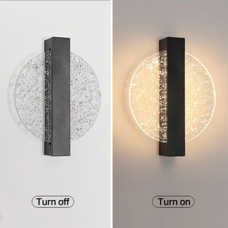 COMELY Wandleuchte LED 12W, Moderne Wandlampe aus Aluminium, Schwarz, Runde Innenwandlampe aus Acryl für Wohnzimmer, Schlafzimmer, Treppe, Flur - Dimmbar 3000K/4500K/6500K