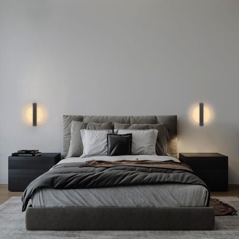 COMELY Wandleuchte LED 12W, Moderne Wandlampe aus Aluminium, Schwarz, Runde Innenwandlampe aus Acryl für Wohnzimmer, Schlafzimmer, Treppe, Flur - Dimmbar 3000K/4500K/6500K
