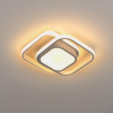 COMELY Moderne LED-Deckenleuchte 32W mit doppeltem Quadrat, für Wohnzimmer, Schlafzimmer, Küche, Flur - Weiß - Warmweißes Licht 3000K - 15 cm Sumpf