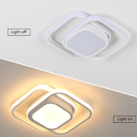 COMELY Moderne LED-Deckenleuchte 32W mit doppeltem Quadrat, für Wohnzimmer, Schlafzimmer, Küche, Flur - Weiß - Warmweißes Licht 3000K - 15 cm Sumpf