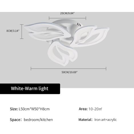 COMELY Moderner LED-Deckenleuchter aus weißem Acryl, Kreatives Design Magnolienblütenblätter, für Wohnzimmer, Schlafzimmer und Flur - 45W - Warmweißes Licht 3000K