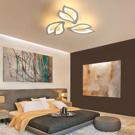 COMELY Moderner LED-Deckenleuchter aus weißem Acryl, Kreatives Design Magnolienblütenblätter, für Wohnzimmer, Schlafzimmer und Flur - 45W - Warmweißes Licht 3000K