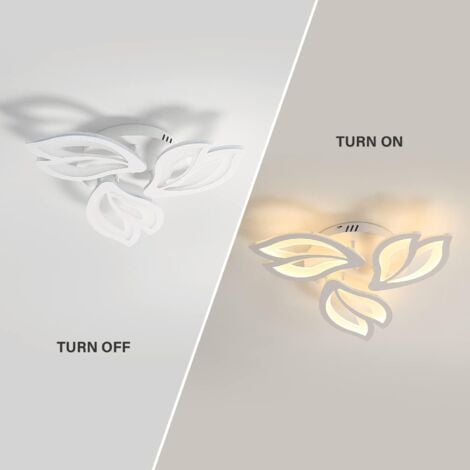 COMELY Moderner LED-Deckenleuchter aus weißem Acryl, Kreatives Design Magnolienblütenblätter, für Wohnzimmer, Schlafzimmer und Flur - 45W - Warmweißes Licht 3000K