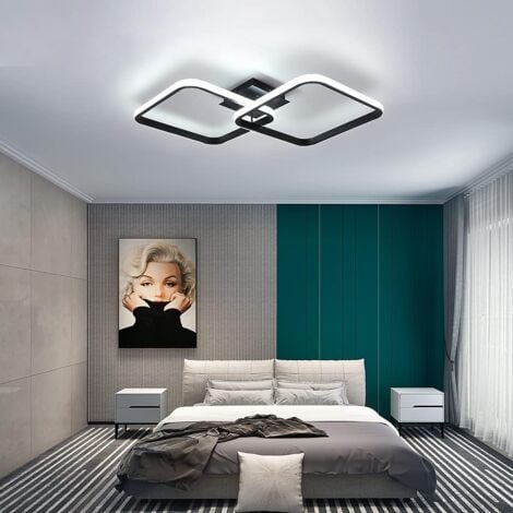 COMELY LED Deckenleuchte, 42W 4700LM, Quadratische Acryl Deckenlampe, Moderner Aluminium Lampenschirm 59CM für Küche, Esszimmer, Schlafzimmer - Schwarz - Weißes Licht 6500K