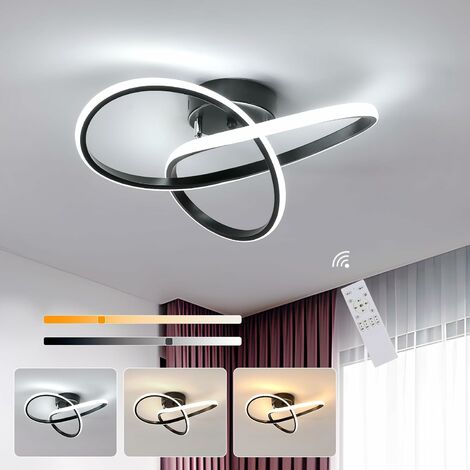 COMELY Moderne LED Deckenleuchte im Kleeblatt-Design, LED-Deckenleuchte Ø 40 cm für Wohnzimmer, Küche, Schlafzimmer, Balkon, Flur - 36W - Schwarz - Dimmbar mit Fernbedienung