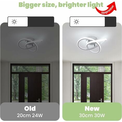 COMELY Moderne LED -Deckenleuchte kreatives Design in Aluminium -Kronleuchterlampe für Küchen Wohnzimmer Schlafzimmer Esszimmer （2 PCS Weiß 30W kaltes weißes Licht 6500K）