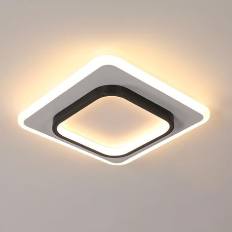 COMELY Moderne LED-Deckenleuchte aus quadratischem Acryl, schwarz und weiß, geeignet für Badezimmer, Wohnzimmer, Schlafzimmer, Küche und Flur - 30W - Warmweißes Licht 3000K