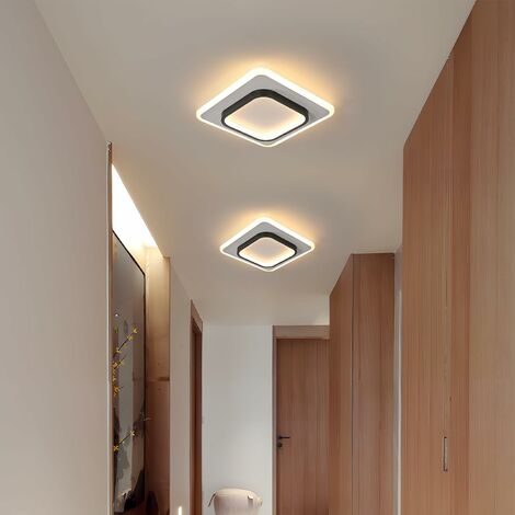 COMELY Moderne LED-Deckenleuchte aus quadratischem Acryl, schwarz und weiß, geeignet für Badezimmer, Wohnzimmer, Schlafzimmer, Küche und Flur - 30W - Warmweißes Licht 3000K
