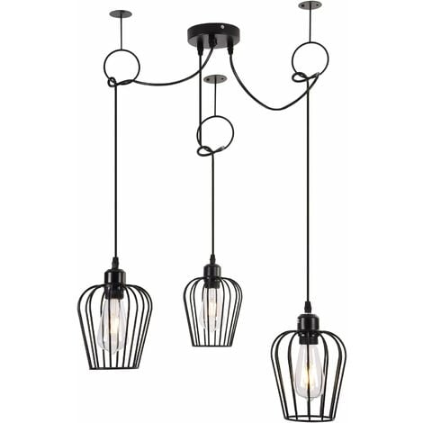 BRILLIANT Lampe, Slope Pendelleuchte 23cm schwarz/natur, 1x A60, E27, 40W,  Kabel kürzbar / in der Höhe einstellbar