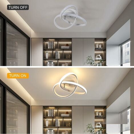 COMELY Plafonnier LED Moderne, Kreatives LED-Deckenleuchte aus Aluminium 30W, Pendelleuchte für Küche, Wohnzimmer, Schlafzimmer, Esszimmer - Weiß - Warmes Licht 3000K