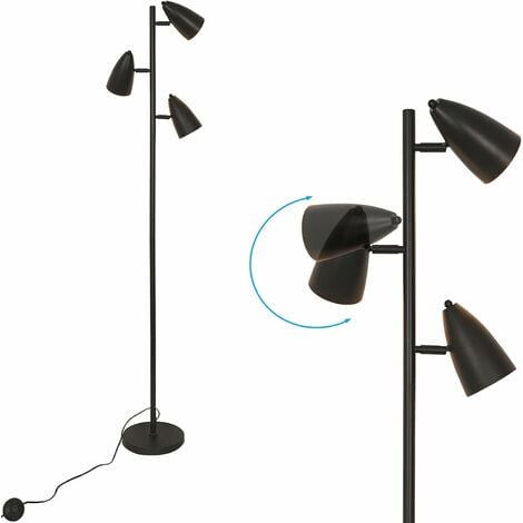 COMELY Stehleuchte Schwenkbar, Retro-Stil Wohnzimmerlampe, (Schwarz, nicht Fußschalter, Glühbirne inbegriffen) Industriedesign Fassung, E27