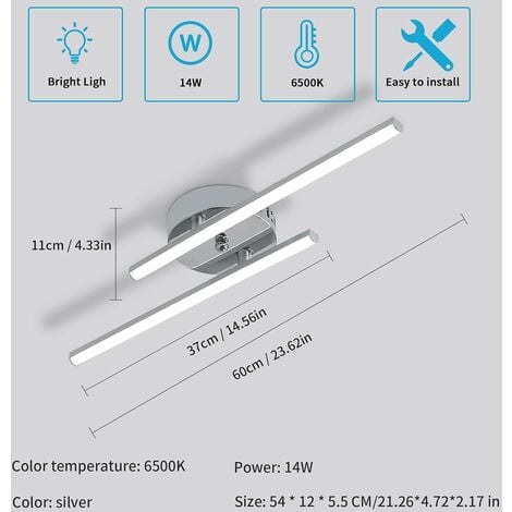 COMELY Moderne LED-Deckenleuchte, lineare 14W Deckenlampe, Design-LED-Leuchte aus Metall, Kaltweißes Licht 6500K