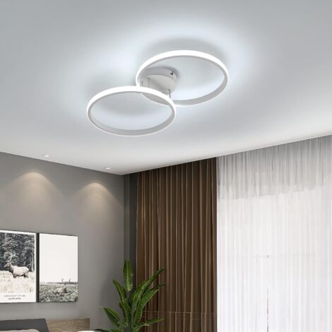 COMELY Moderne LED Deckenleuchte aus Aluminium, Kreisförmiges Design, für Schlafzimmer, Wohnzimmer, Büro - Weiß - 30W - Kaltes Licht 6500K
