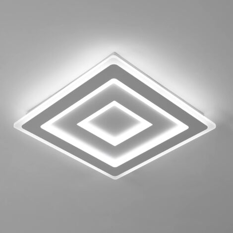 COMELY Moderne LED Deckenleuchte Quadratisch, LED Deckenlampe 52W, Deckenleuchte aus Weißem Acryl Ø 40cm für Schlafzimmer, Wohnzimmer, Flur (6500K Weißes Licht)