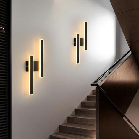 COMELY Innen LED Wandlampe 32W 3600LM Schwarz Moderne Wandlampe, LED Nachttischlampe für Wohnzimmer Schlafzimmer Büro Treppe Flur (Warmweißes Licht 3000K)