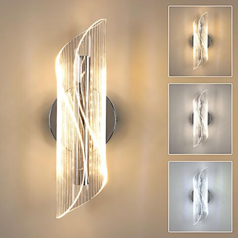 COMELY Innen-LED-Wandleuchte, 16W, modernes Design aus Acryl, dimmbar 3000K & 4500K & 6500K, Wandbeleuchtung für Schlafzimmer, Wohnzimmer, Flur - Silber (1/5)
