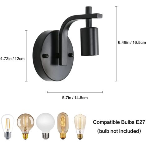 2x Retro Wandleuchte E27 – Landhausstil, Metall, Ø 12 Cm, Für Flur, Schlafzimmer, Bar & Mehr, In Weiß