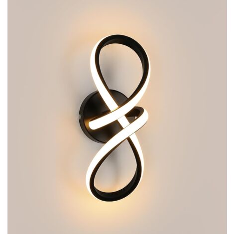 COMELY Moderne LED-Wandleuchte 20W aus Aluminium, LED-Deckenleuchte in Form einer 8, L29xW10cm, für Flur, Wohnzimmer, Schlafzimmer, Küche, Büro - Schwarz - Warmweiß 3000K