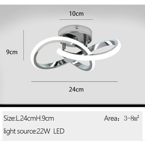 COMELY Moderne LED Deckenleuchte, 22W 2500LM, Deckenlampe für Schlafzimmer, Wohnzimmer, Flur, Durchmesser 25cm - Chrom - Kaltweißes Licht 6500K