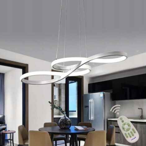 Moderne silberne Pendelleuchte, dimmbar und fernbedienbar, 58 W (1/5)