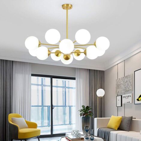 KRIPINC 18-Flammig Sputnik Kronleuchter, Mid Century Messing Sputnik Lampe, Kronleuchter Deckenleuchte Golden Halbbündige Montage, Deckenleuchte Hängend Vintage Industrial Für Wohnzimmer Schlafzimmer
