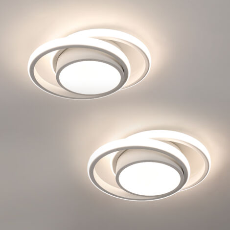 2-teilige LED-Deckenleuchte, runde Deckenleuchte 32 W, 2350 lm, moderne Deckenleuchte für Flur, Schlafzimmer, Badezimmer, Küche, Wohnzimmer, natürliches Licht 4500 K, Durchmesser 28 cm [Energieklasse