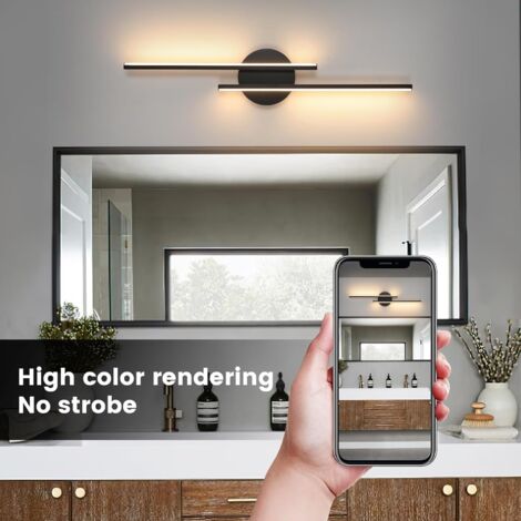 COMELY Innenwandlicht, moderne schwarze Wandlampe, 24 -W -LED LED legt parallele Linien, 3000k warmes Weiß, Wandmalereien in Acryl für Schlafzimmer, Wohnzimmer, Hotel, Treppe, Gang auf