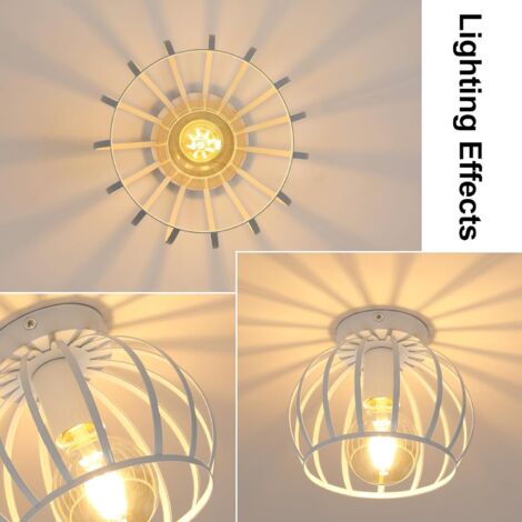 COMELY® Vintage Deckenleuchte E27, Halbschnitzer Deckenlampe weiß weiße Deckenlampenschatten Metall, Retro Deckenlampe für Korridor Küchenraum Dekoration Haus Dekoration Haus