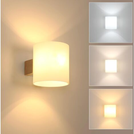 COMELY E27 Holz Wandleuchte Innen, Glasschirm Design Wandbeleuchtung für Schlafzimmer Flur Treppenhaus Wohnzimmer