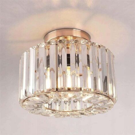 COMELY Moderne Kristall-Deckenleuchte, E27, LED-Deckenlampe, Mini-Kristall-Kronleuchter für Küche, Esszimmer, Schlafzimmer, Flur, Eingangsbereich (Roségold)