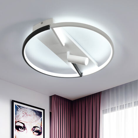 COMELY Runde LED-Deckenleuchte aus Aluminium, Schwarz-Weiß, 48 x 48 x 11 cm, 42 W, Kaltweiß 6500 K, CRI 80, 220 V, für Wohnzimmer, Küche, Büro (1/5)