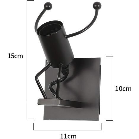 COMELY Moderne Schwarze Wandlampe, Retro Metall Taucherform Wandleuchte, E27 Vintage Leuchte für Wohnzimmer, Schlafzimmer, Flur, Treppe (Glühbirne nicht inbegriffen)