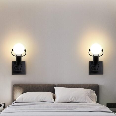 COMELY Moderne Schwarze Wandlampe, Retro Metall Taucherform Wandleuchte, E27 Vintage Leuchte für Wohnzimmer, Schlafzimmer, Flur, Treppe (Glühbirne nicht inbegriffen)