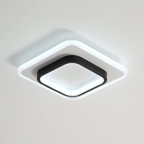 COMELY Moderne LED-Deckenleuchte aus quadratischem Acryl, schwarz und weiß, geeignet für Badezimmer, Wohnzimmer, Schlafzimmer, Küche und Flur - 20W - Dimmbar 3000K / 4500K / 6500K