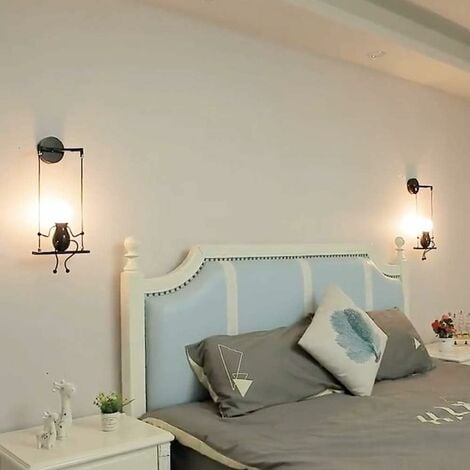 Moderne Wandleuchte, kreative humanoide Wandleuchte, E27 LED Wandleuchte für Schlafzimmer, Nachttisch, Treppenhaus, Flur, Restaurant, Küche, Schwarz [Energieklasse A+++]